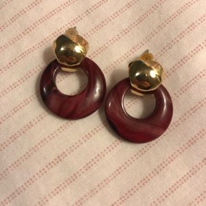 Tortoise or Marbled Lucite hoop earrings